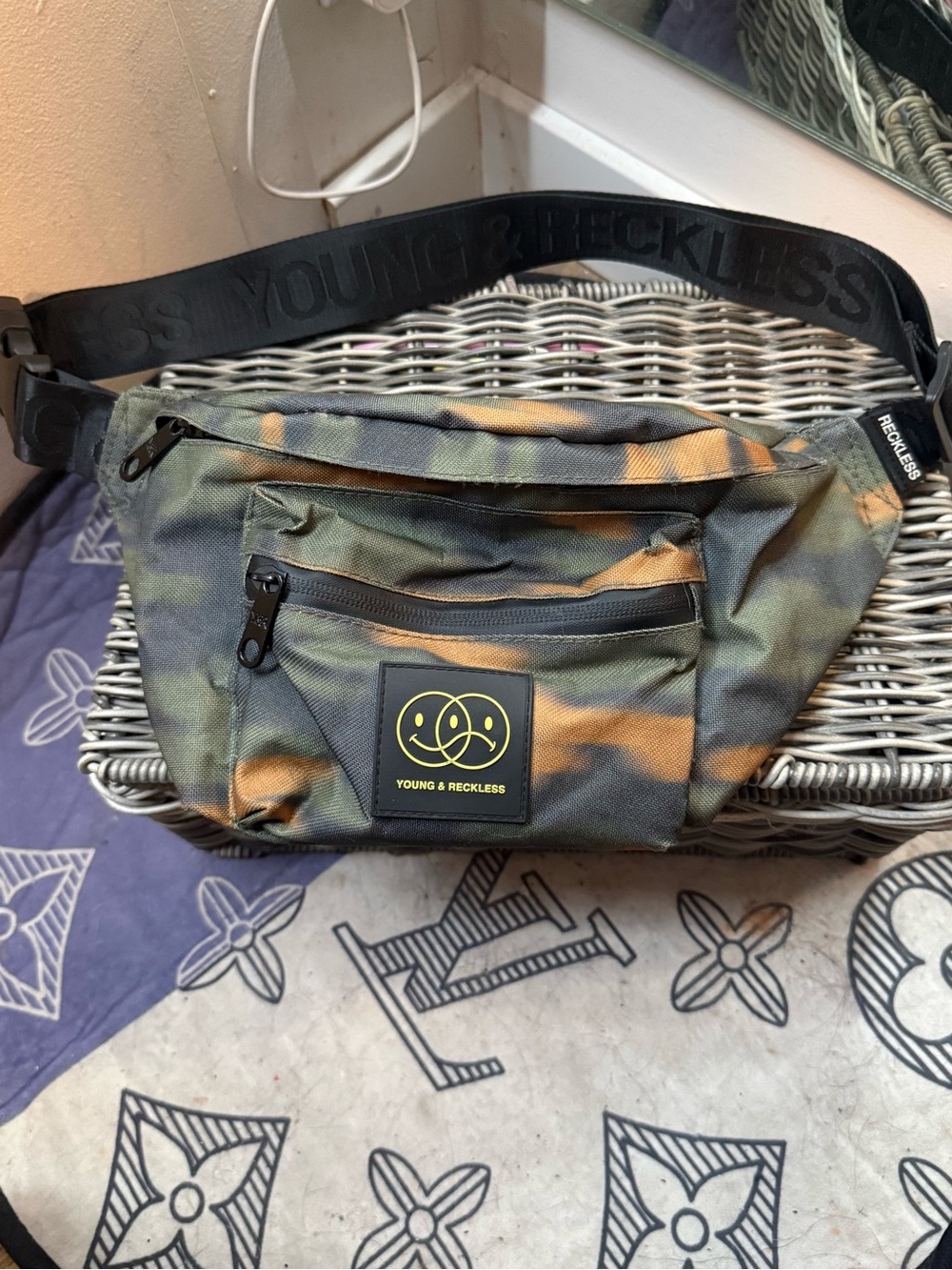 Young & Reckless Olive Green & Brown Camo Belt Bag